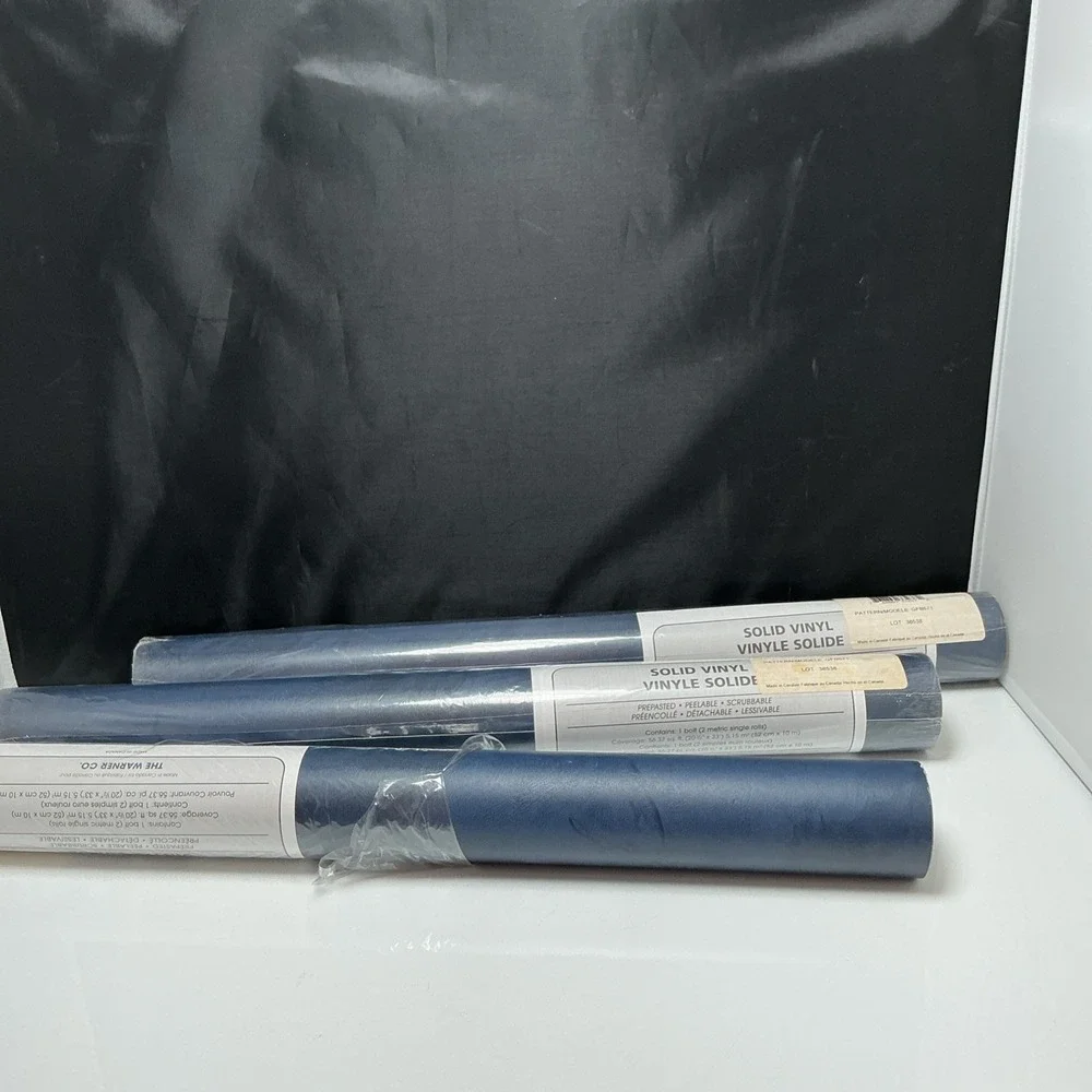 Warner Wallpaper GFB571 Solid Vinyl Blue Textured Lot of 3 Rolls 169 Sq Ft